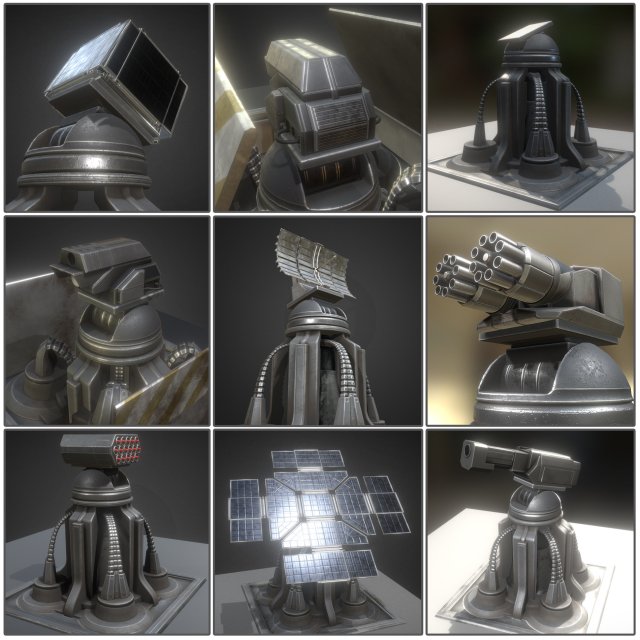 futuristic tower set 3D Модель .c4d .max .obj .3ds .fbx .stl .blend 