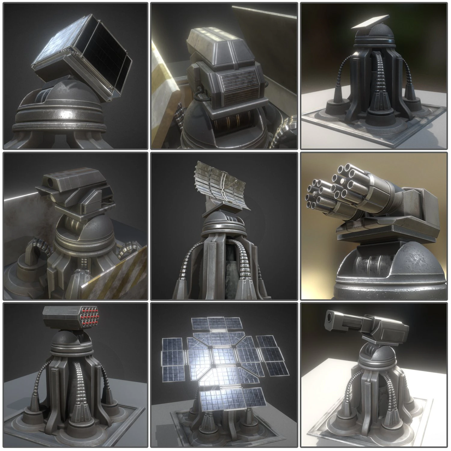 futuristic tower set 3D Model .c4d .max .obj .3ds .fbx .stl .blend