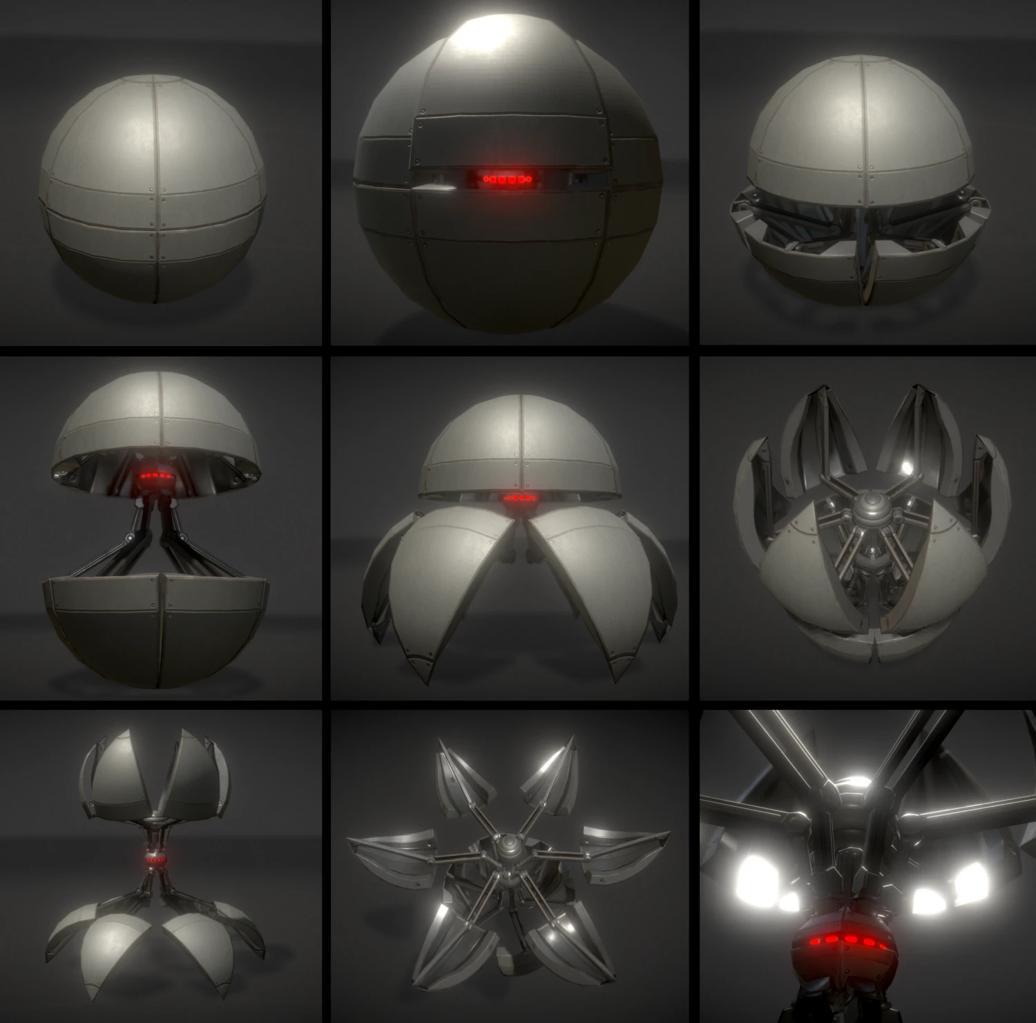 sphere bot with animations 3D Model .c4d .max .obj .3ds .fbx .stl .blend