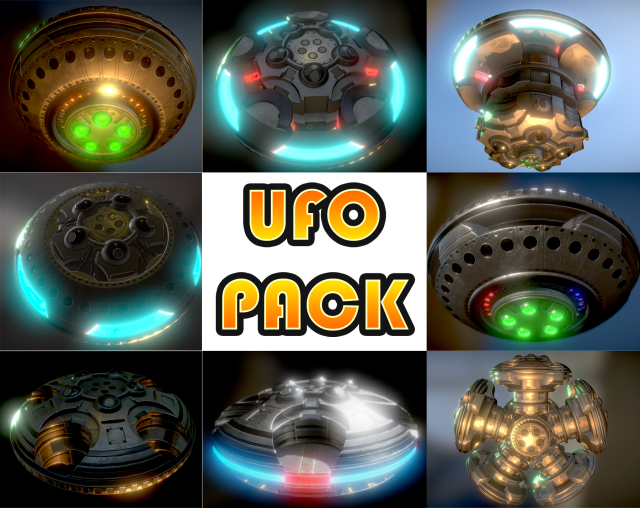 ufo pack 3D-Modell .c4d .max .obj .3ds .fbx .stl .blend 