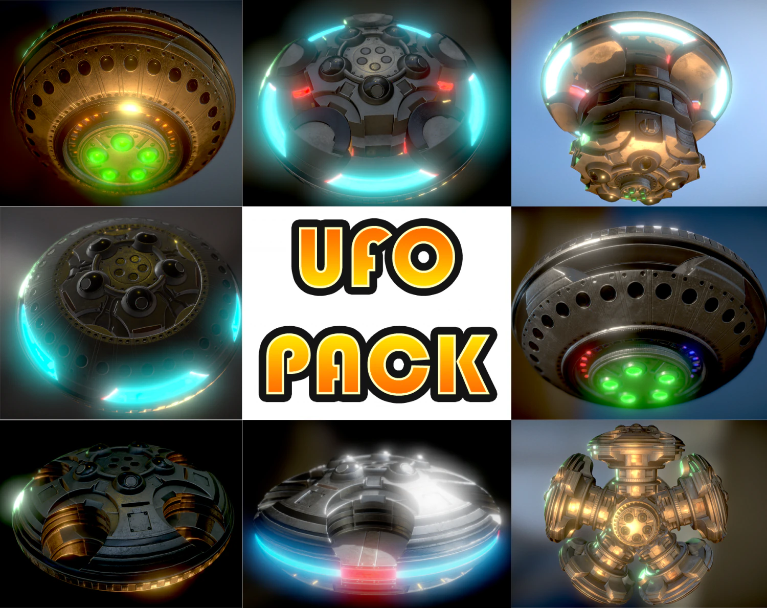ufo pack 3D Model .c4d .max .obj .3ds .fbx .stl .blend 