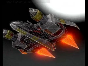 низькополюсний зірковий винищувач 3D Модель