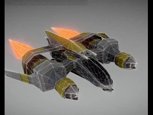 низькополюсний зірковий винищувач 3D Модель