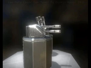 low poly laser tower with animations 3D Model