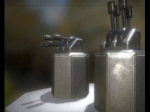 low poly laser tower with animations Modelo 3D