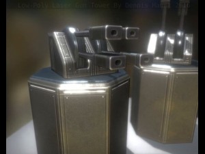 low poly laser tower with animations Modelo 3D