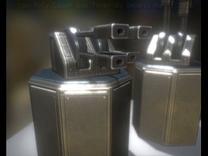 low poly laser tower with animations Modelo 3D