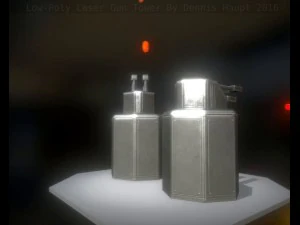 low poly laser tower with animations 3D Model