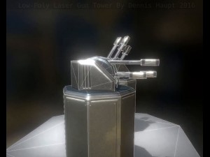 low poly laser tower with animations Modelo 3D