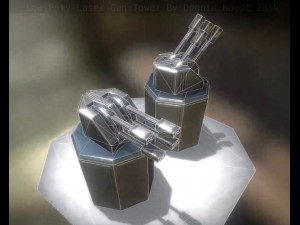 low poly laser tower with animations Modelo 3D