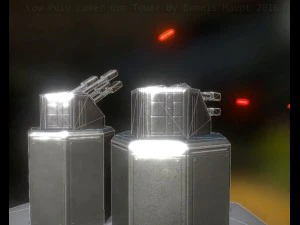 low poly laser tower with animations 3D Model