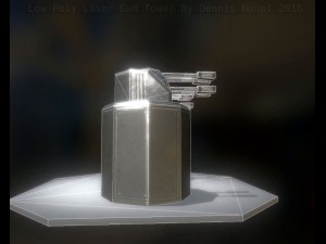 low poly laser tower with animations Modelo 3D