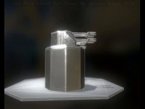 low poly laser tower with animations 3D Model