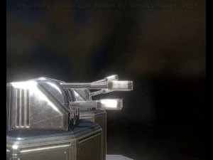 low poly laser tower with animations Modelo 3D