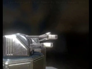 low poly laser tower with animations 3D Model