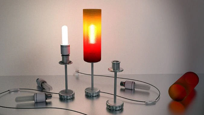 tablelamp with rigged cable 3D Model .c4d .max .obj .3ds .fbx .stl .blend 