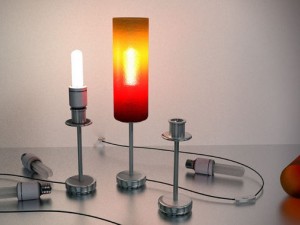 tablelamp with rigged cable 3D Model