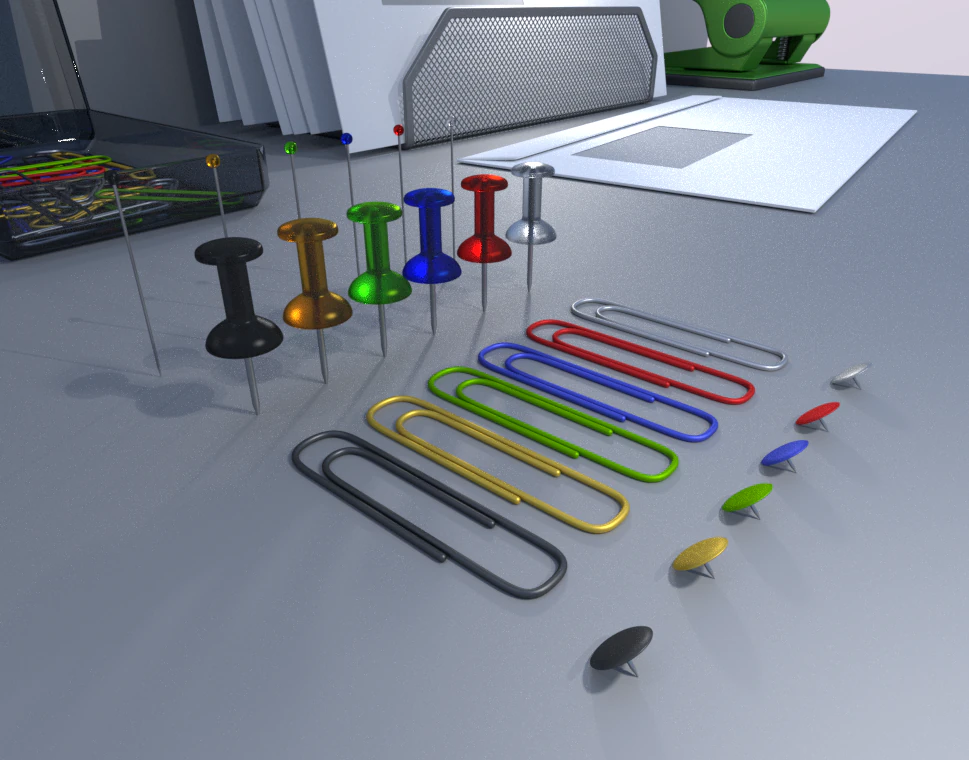 alfinetes de agulhas, clipes de papel e pacote de tachinhas Modelo 3D .c4d .max .obj .3ds .fbx .stl .blend 