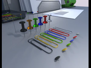 булавки иголки булавки набор скрепок и канцелярских кнопок 3D Модель