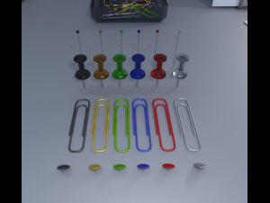 pin needles pins paperclips and thumbtacks pack 3D Model