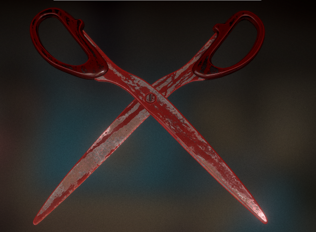 scissors rigged and animated bloody version 3D Model .c4d .max .obj .3ds .fbx .stl .blend 