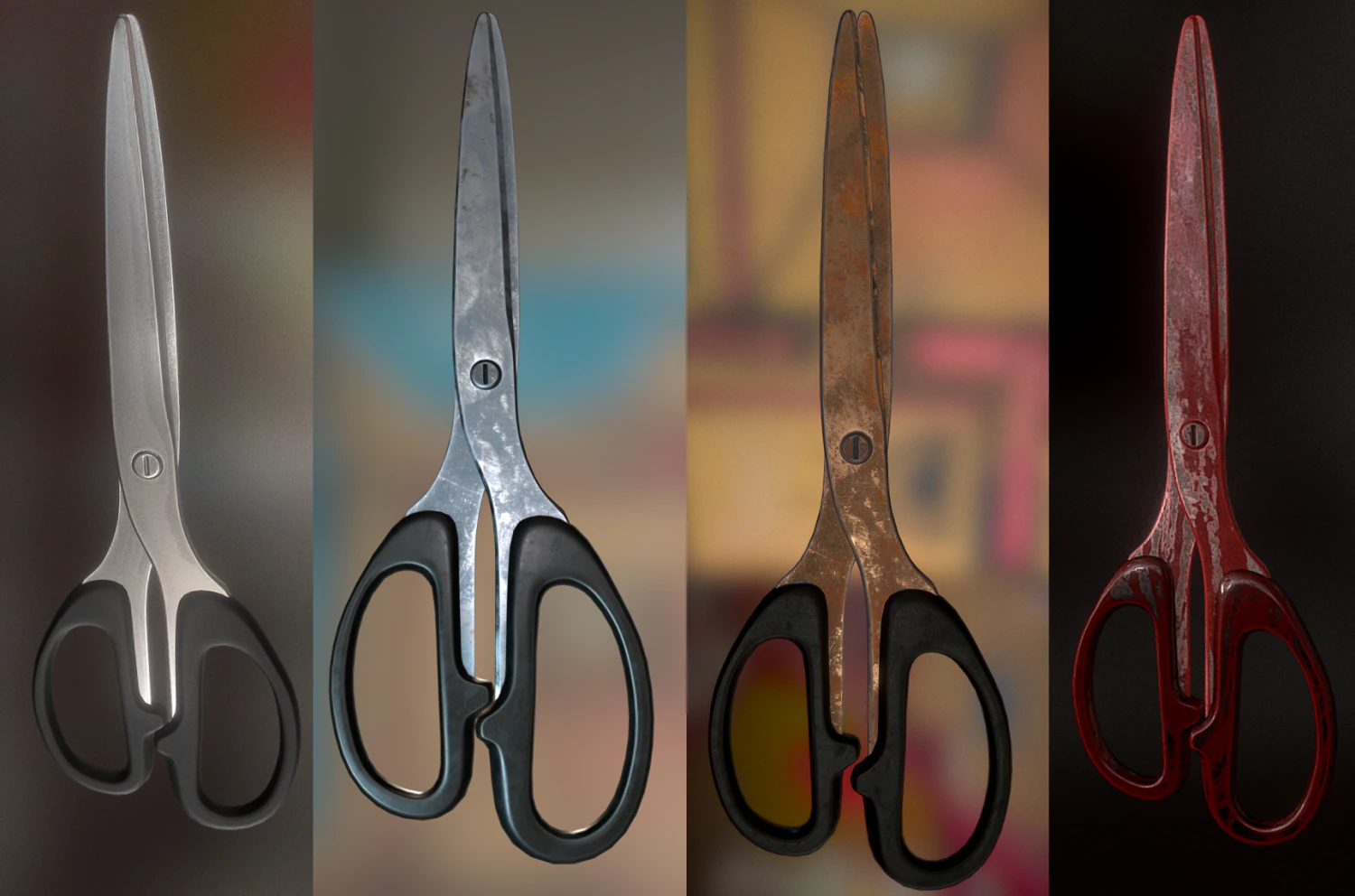 scissors rigged and animated pack 3D Model .c4d .max .obj .3ds .fbx .stl .blend 