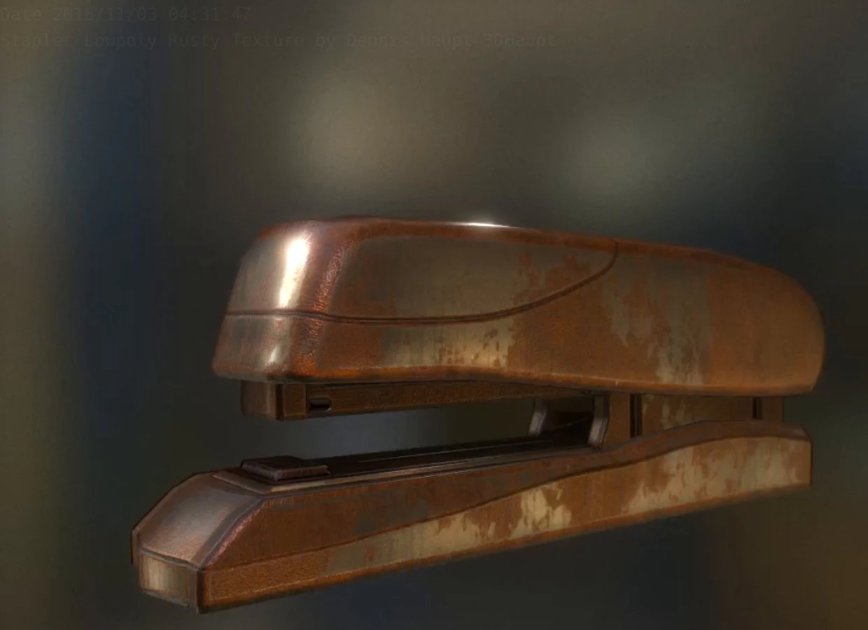 stapler rigged and animated rusty version 3D Model .c4d .max .obj .3ds .fbx .stl .blend 