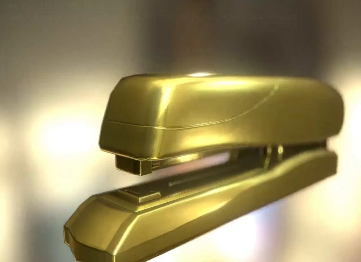 stapler rigged and animated gold version 3D Model .c4d .max .obj .3ds .fbx .stl .blend 