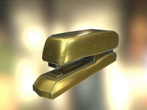 stapler rigged and animated gold version Model 3D