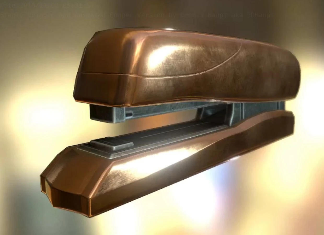 stapler rigged and animated copper version 3D Model .c4d .max .obj .3ds .fbx .stl .blend 