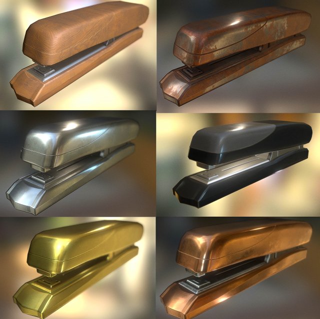 stapler pack rigged and animated 3D Model .c4d .max .obj .3ds .fbx .stl .blend 