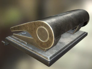 hole punch brass version rigged and animated 3D Model