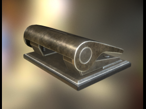 hole punch brass version rigged and animated Model 3D