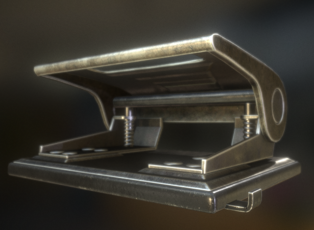 hole punch brass version rigged and animated Model 3D .c4d .max .obj .3ds .fbx .stl .blend