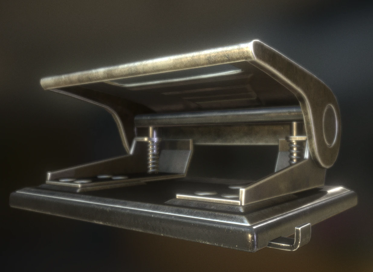 hole punch brass version rigged and animated 3D Model .c4d .max .obj .3ds .fbx .stl .blend