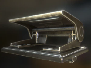 versi kuningan pelubang kertas dicurangi dan dianimasikan Model 3D