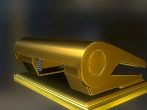 hole punch gold version rigged and animated 3D Model