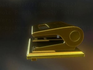 hole punch gold version rigged and animated 3D Model