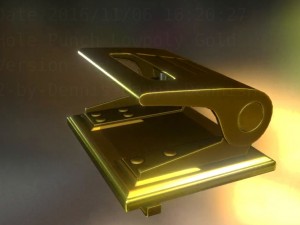 hole punch gold version rigged and animated 3D Model