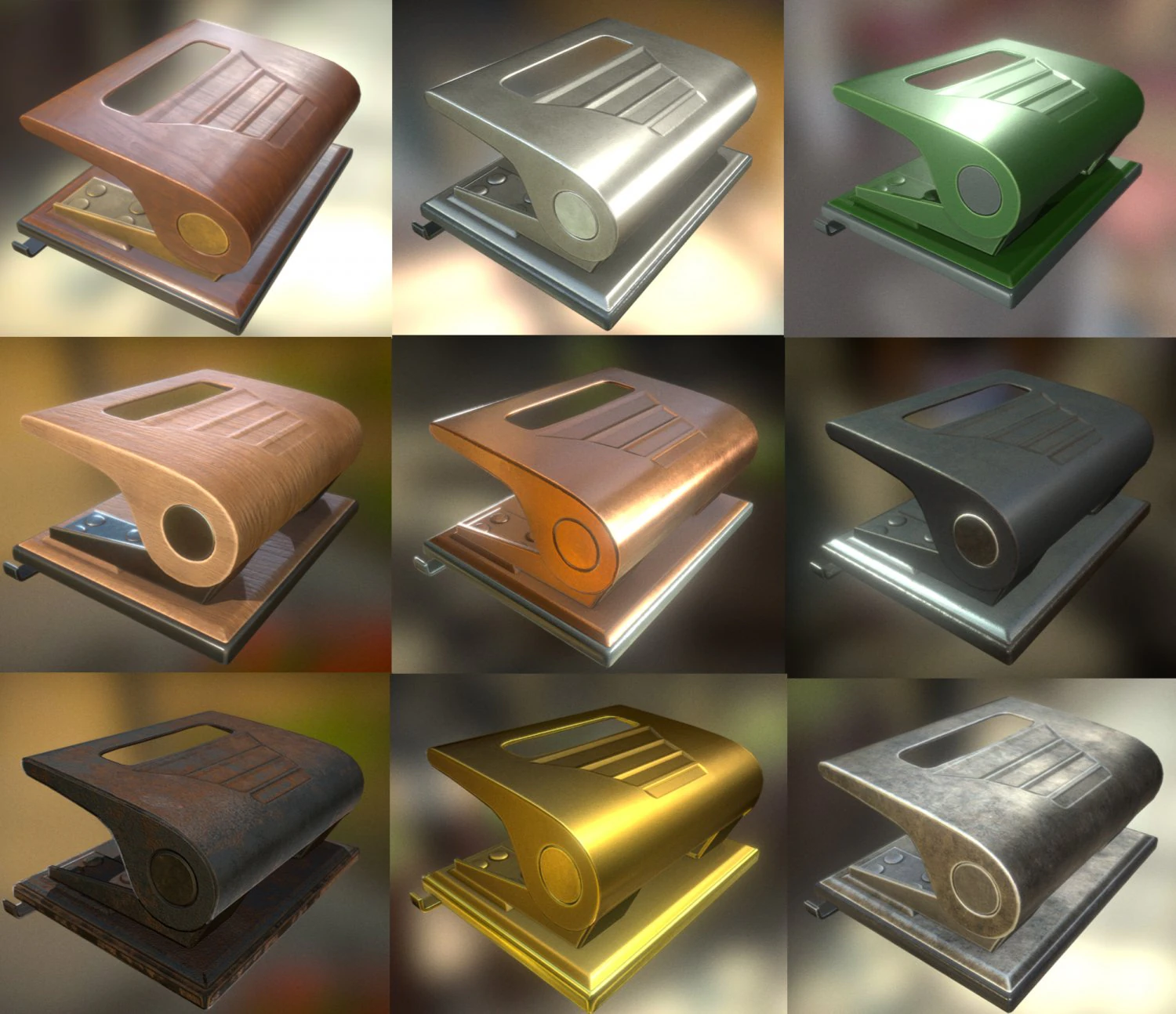 hole punch pack rigged and animated 3D Model .c4d .max .obj .3ds .fbx .stl .blend
