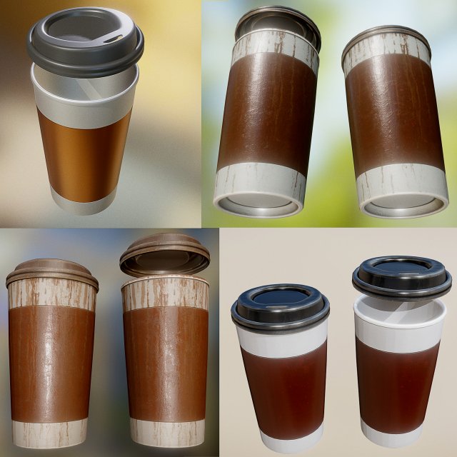 coffee to go cup pack 3D Model .c4d .max .obj .3ds .fbx .stl .blend 