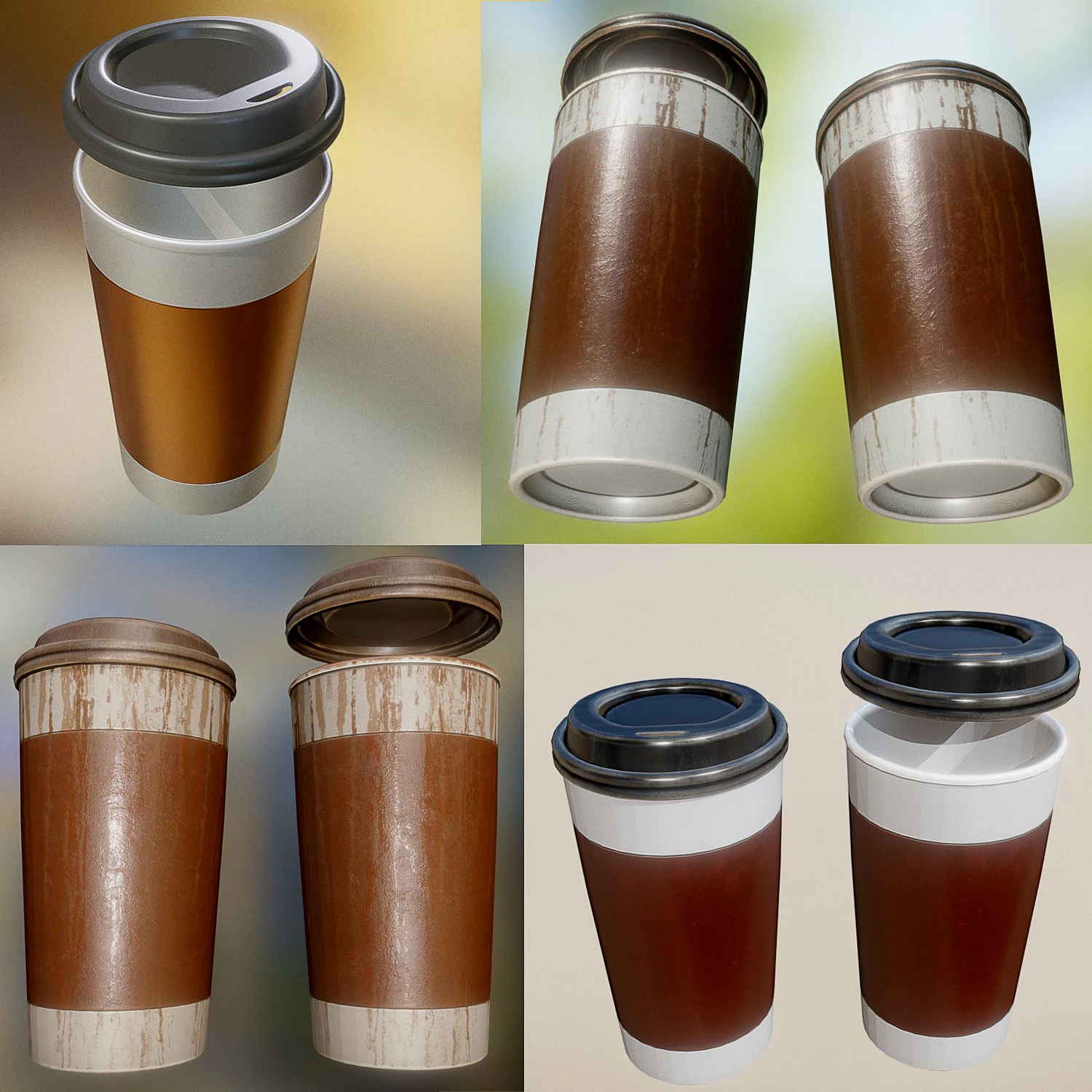 coffee to go cup pack 3D Model .c4d .max .obj .3ds .fbx .stl .blend 