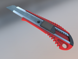 box cutter lowpoly red plastic 3D Model