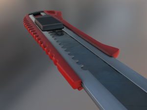 box cutter lowpoly red plastic Modelo 3D