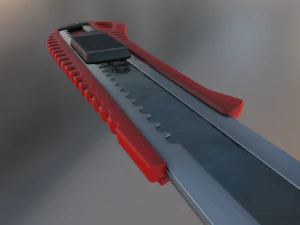 box cutter lowpoly red plastic 3D Model