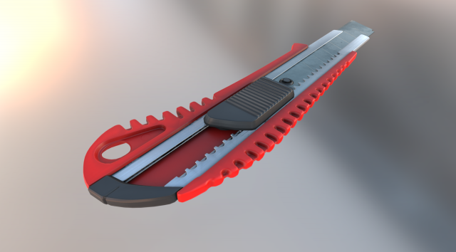3D model Box cutter knife with moveable blade VR / AR / low-poly