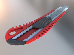 box cutter lowpoly red plastic 3D Model