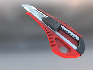 box cutter lowpoly red plastic 3D Model