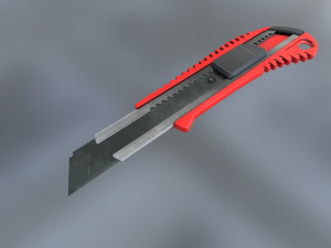 box cutter lowpoly red plastic Modelo 3D