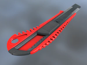 box cutter lowpoly red plastic 3D Model